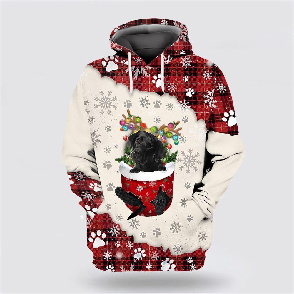 Black Labrador In Snow Pocket Merry Christmas All Over Print 3D Hoodie Black Labrador In Snow Pocket Merry Christmas All Over Print 3D Hoodie