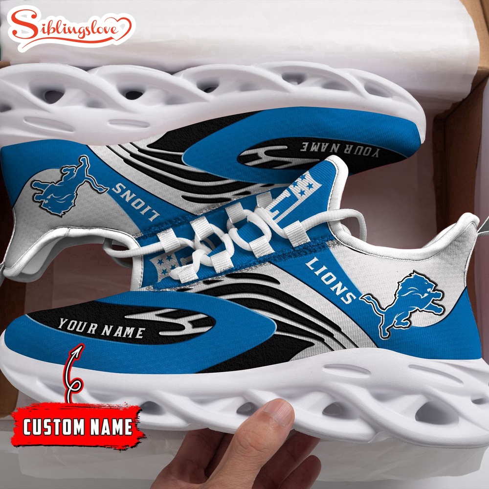 Custom Name Detroit Lions NFL Max Soul Shoes Gift For Fans