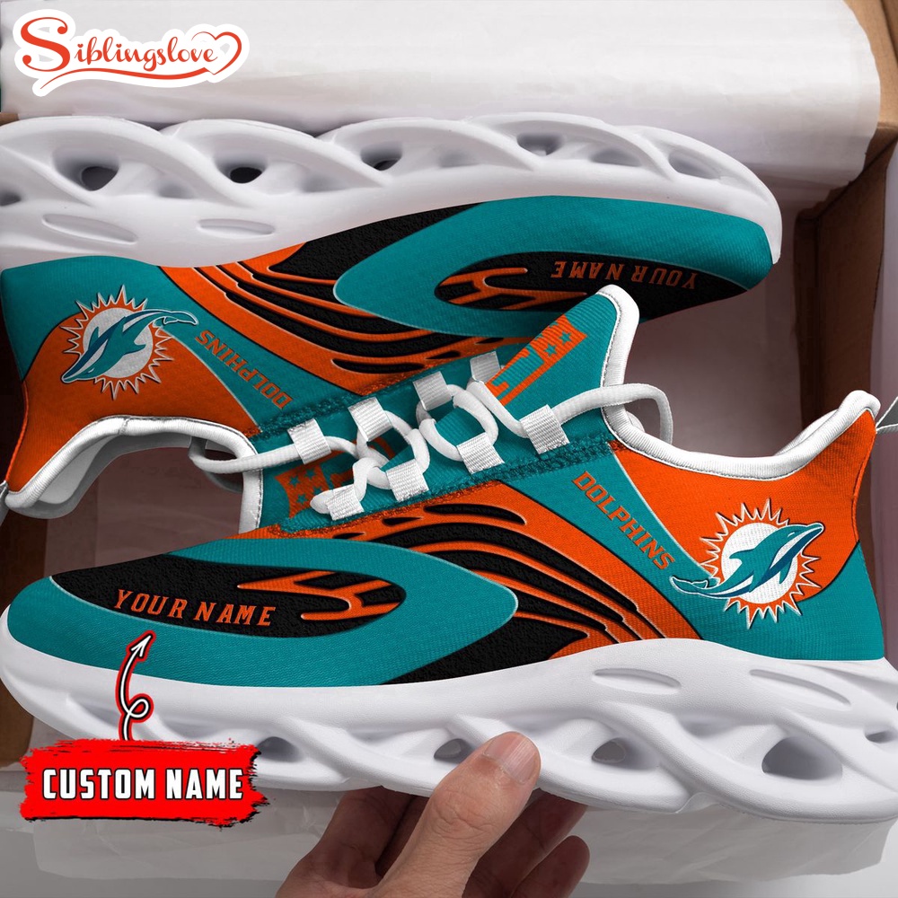 Custom Name Miami Dolphins NFL Max Soul Shoes Gift For Fans Custom Name Miami Dolphins NFL Max Soul Shoes Gift For Fans