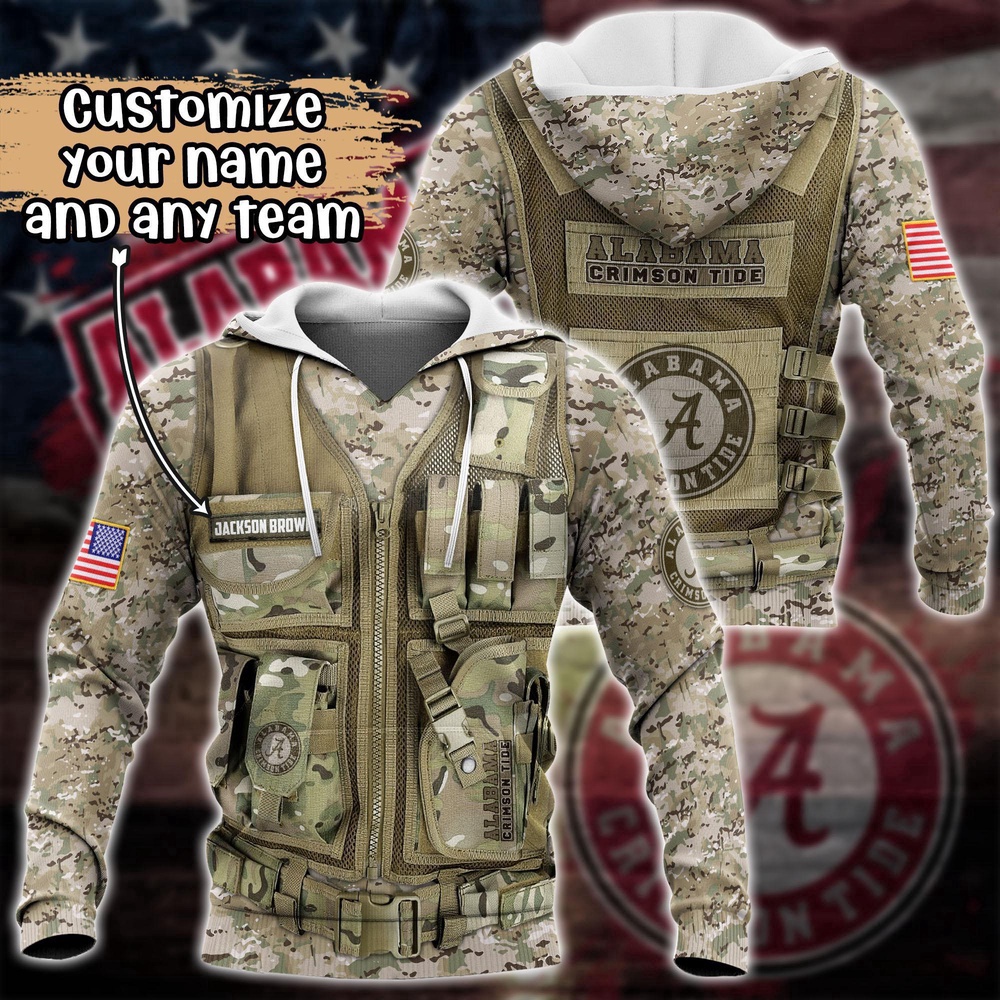 Customized NCAA Alabama Crimson Tide Hoodie 3D Camo Parade For Fans Customized NCAA Alabama Crimson Tide Hoodie 3D Camo Parade For Fans