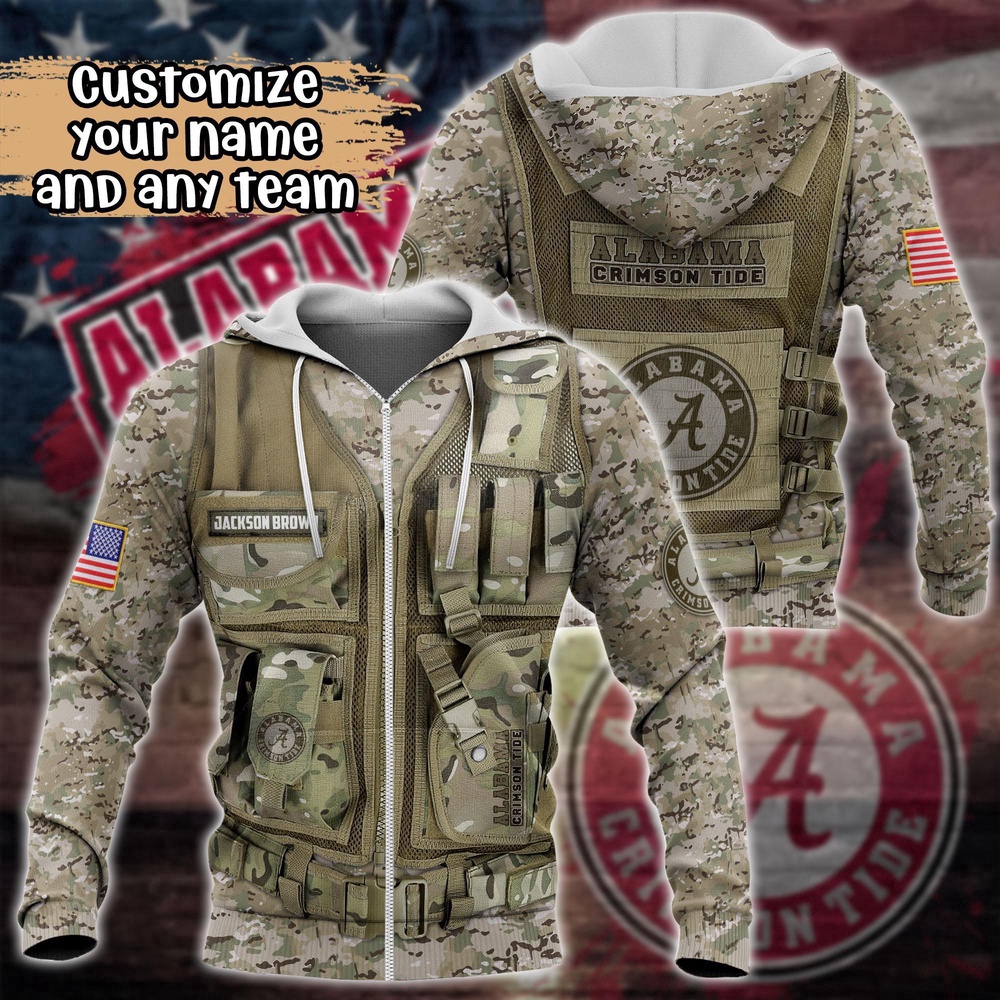 Customized NCAA Alabama Crimson Tide Hoodie 3D Camo Parade For Fans Customized NCAA Alabama Crimson Tide Hoodie 3D Camo Parade For Fans