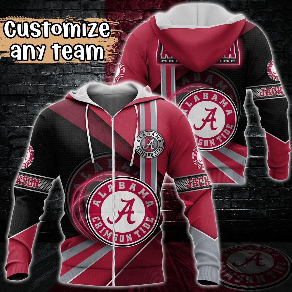 Customized NCAA Alabama Crimson Tide Hoodie 3D Cozy Vibes For Fans Customized NCAA Alabama Crimson Tide Hoodie 3D Cozy Vibes For Fans