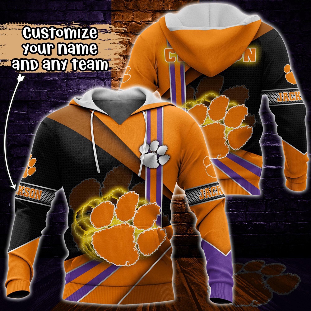 Customized NCAA Clemson Tigers Hoodie 3D Cozy Vibes For Fans Customized NCAA Clemson Tigers Hoodie 3D Cozy Vibes For Fans