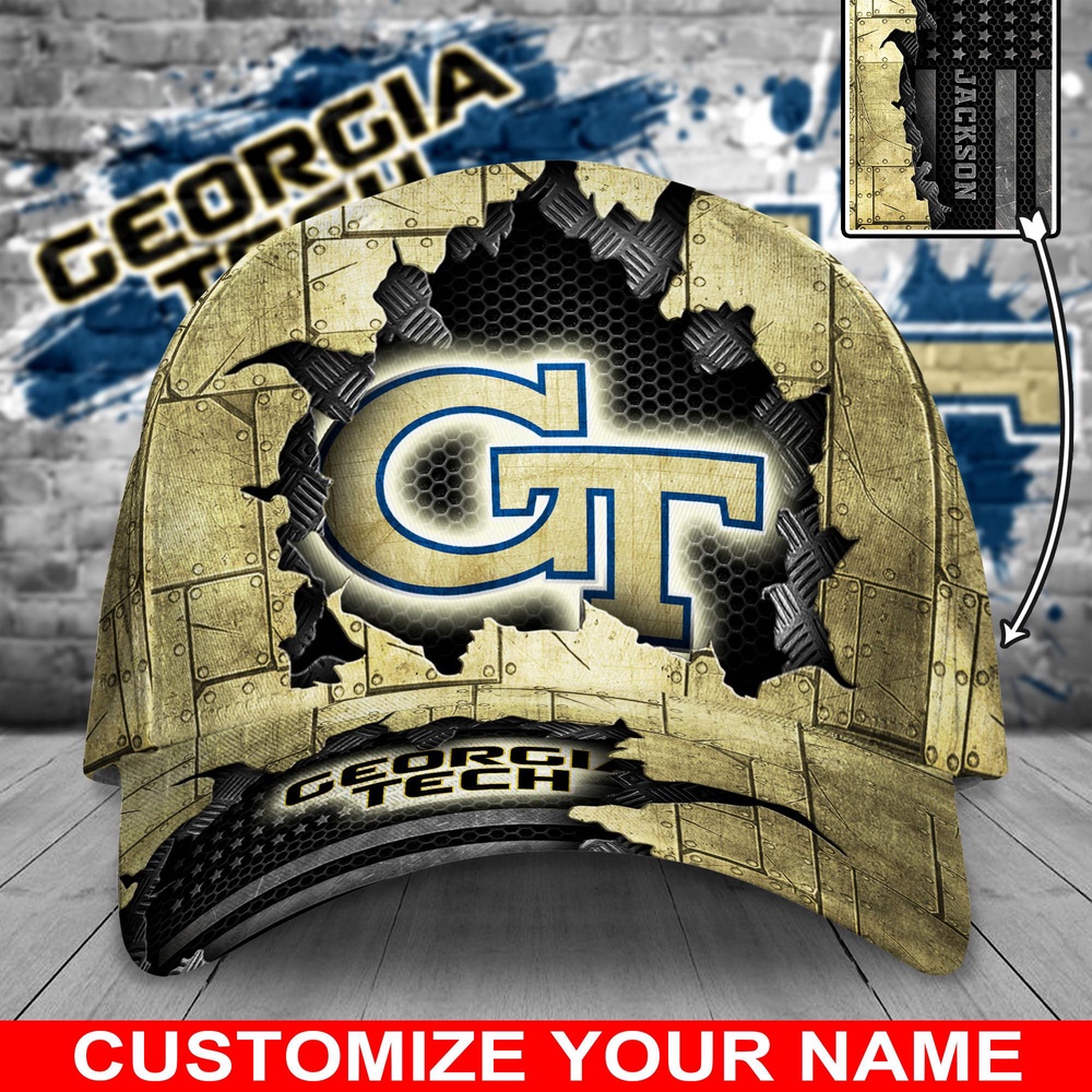 Customized NCAA Georgia Tech Yellow Jackets Baseball Cap Comfy Magic Headpiece