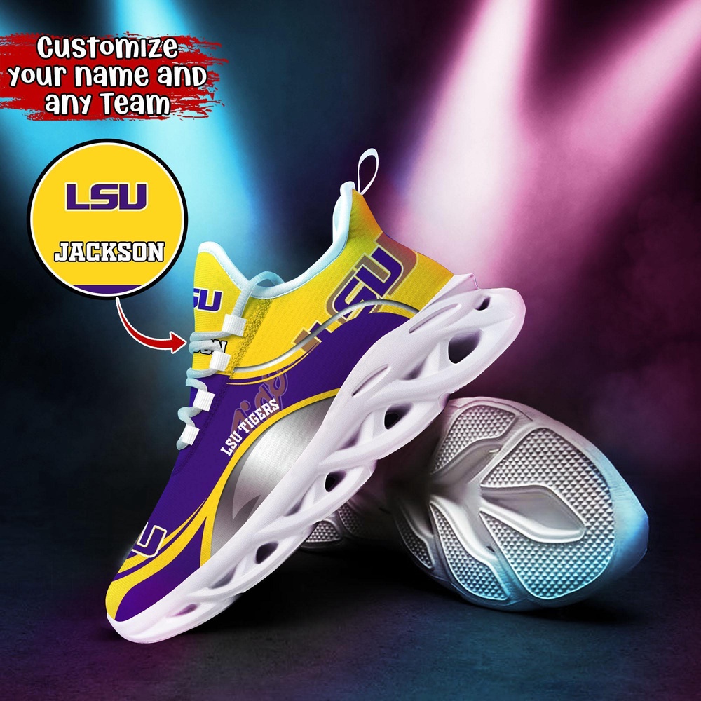 Customized NCAA LSU TIGERS Sneaker Max Soul Shoes Max Soul Motion