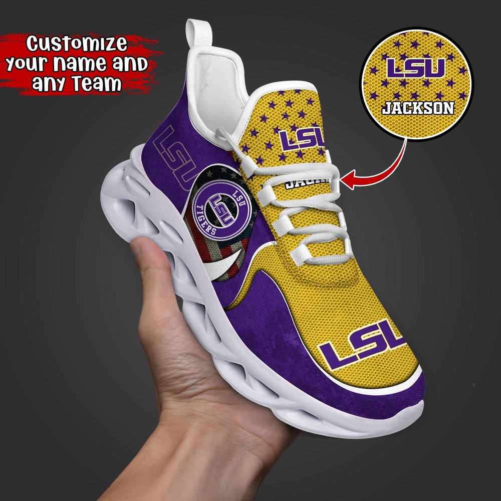 Customized NCAA LSU TIGERS Sneaker Max Soul Shoes Sole Bliss Customized NCAA LSU TIGERS Sneaker Max Soul Shoes Sole Bliss