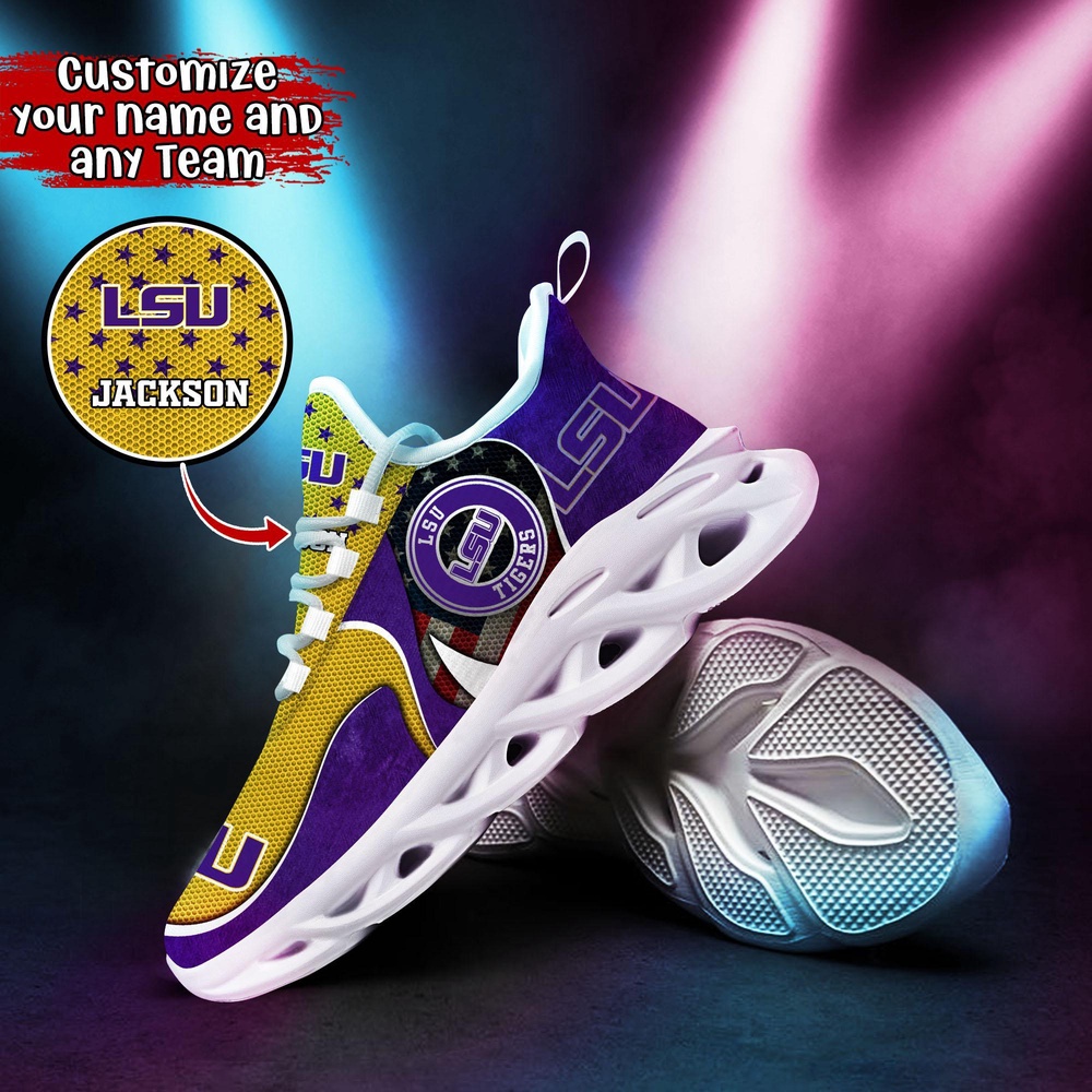 Customized NCAA LSU TIGERS Sneaker Max Soul Shoes Sole Bliss Customized NCAA LSU TIGERS Sneaker Max Soul Shoes Sole Bliss