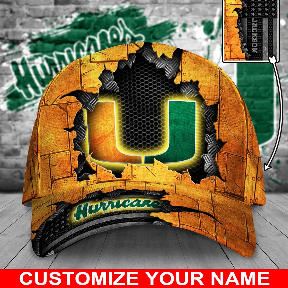 Customized NCAA Miami Hurricanes Baseball Cap Glamorous Hat Bliss