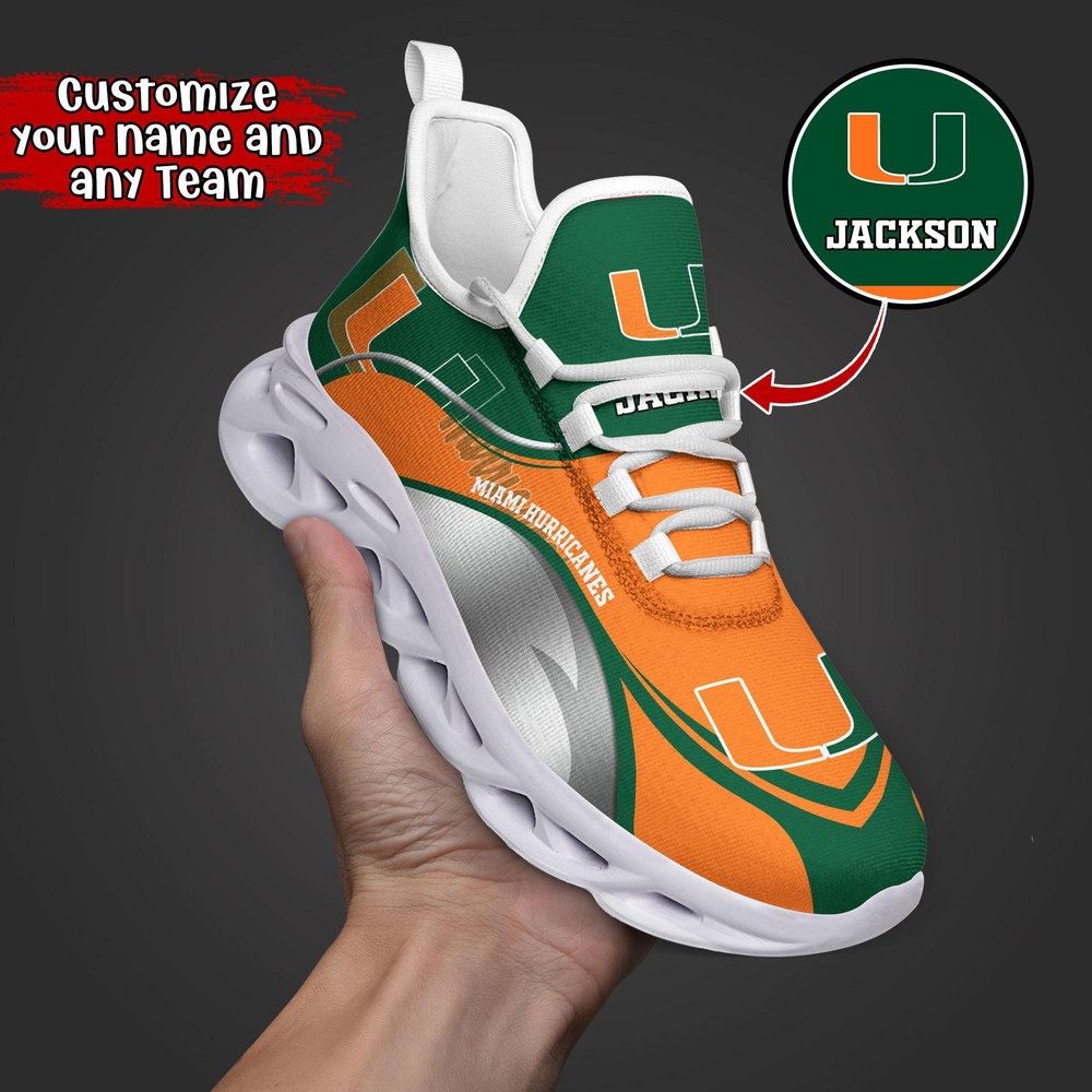 Customized NCAA Miami Hurricanes Sneaker Max Soul Shoes Max Soul Motion Customized NCAA Miami Hurricanes Sneaker Max Soul Shoes Max Soul Motion
