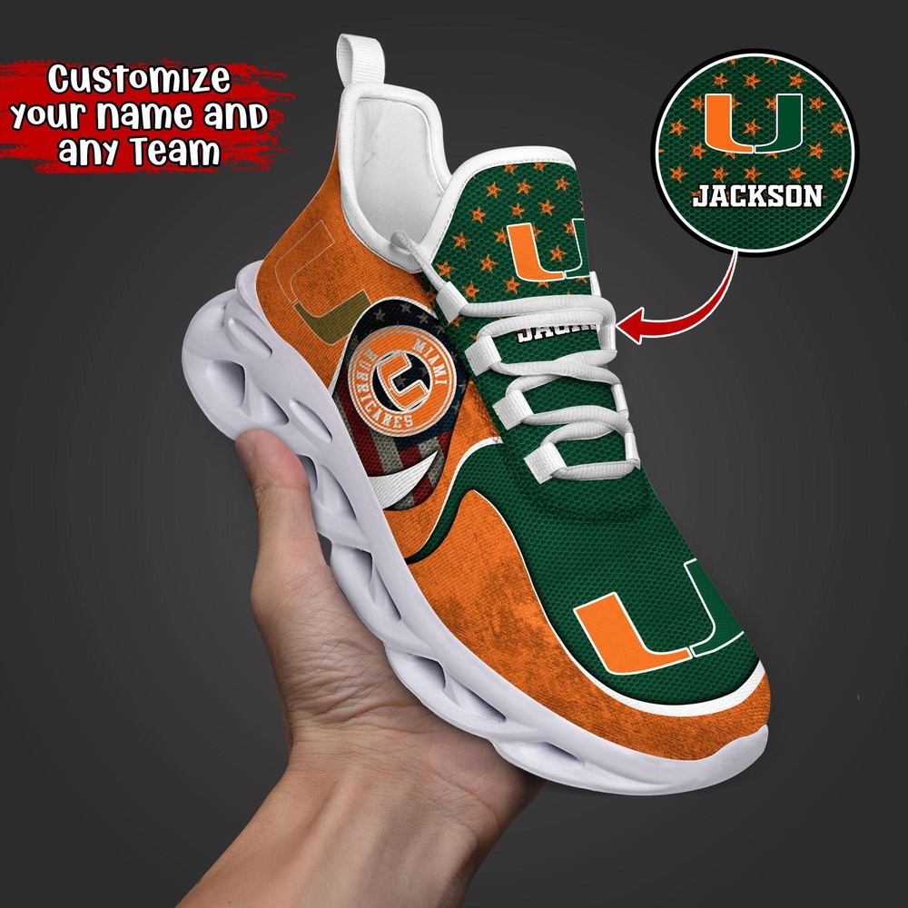 Customized NCAA Miami Hurricanes Sneaker Max Soul Shoes Sole Bliss