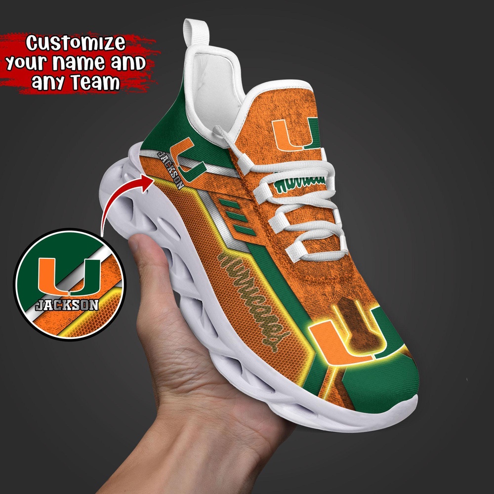 Customized NCAA Miami Hurricanes Sneaker Max Soul Shoes Soulful Stride Customized NCAA Miami Hurricanes Sneaker Max Soul Shoes Soulful Stride