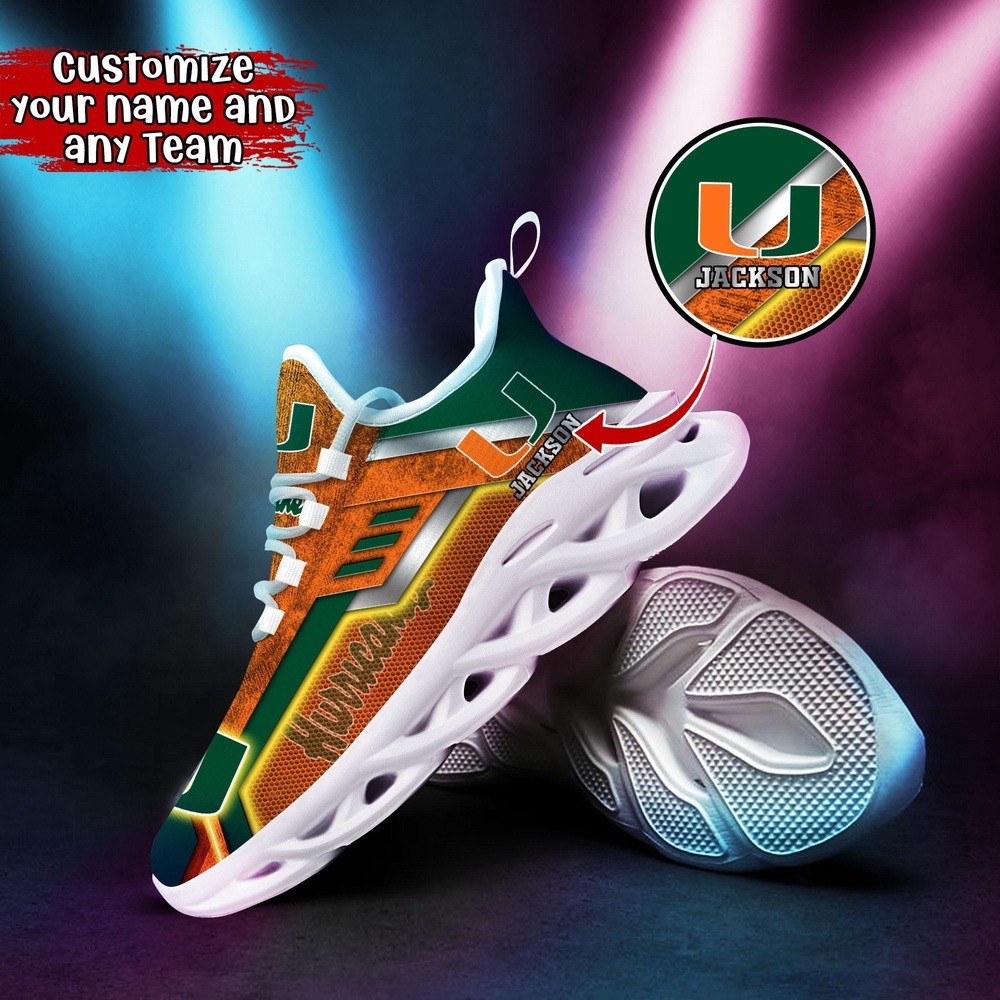Customized NCAA Miami Hurricanes Sneaker Max Soul Shoes Soulful Stride Customized NCAA Miami Hurricanes Sneaker Max Soul Shoes Soulful Stride