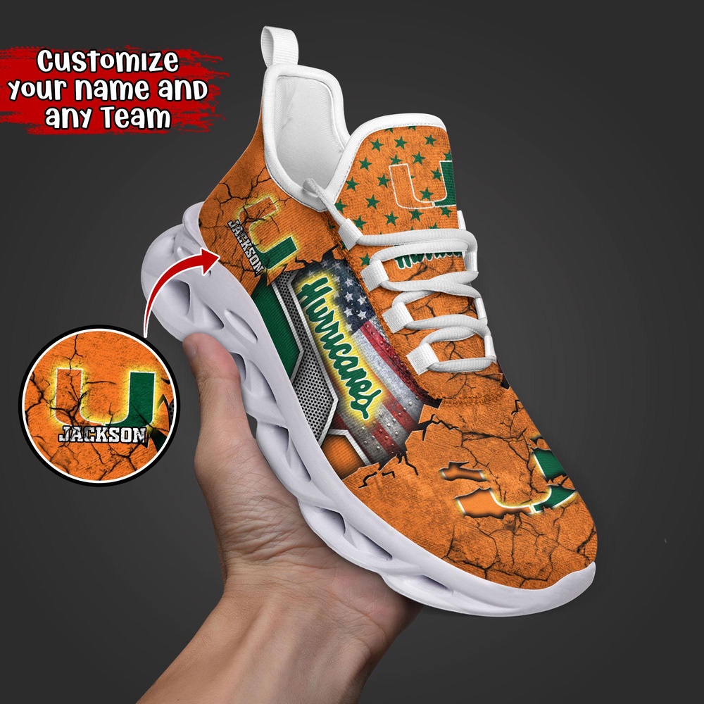 Customized NCAA Miami Hurricanes Sneaker Max Soul Shoes Stride In Style Customized NCAA Miami Hurricanes Sneaker Max Soul Shoes Stride In Style