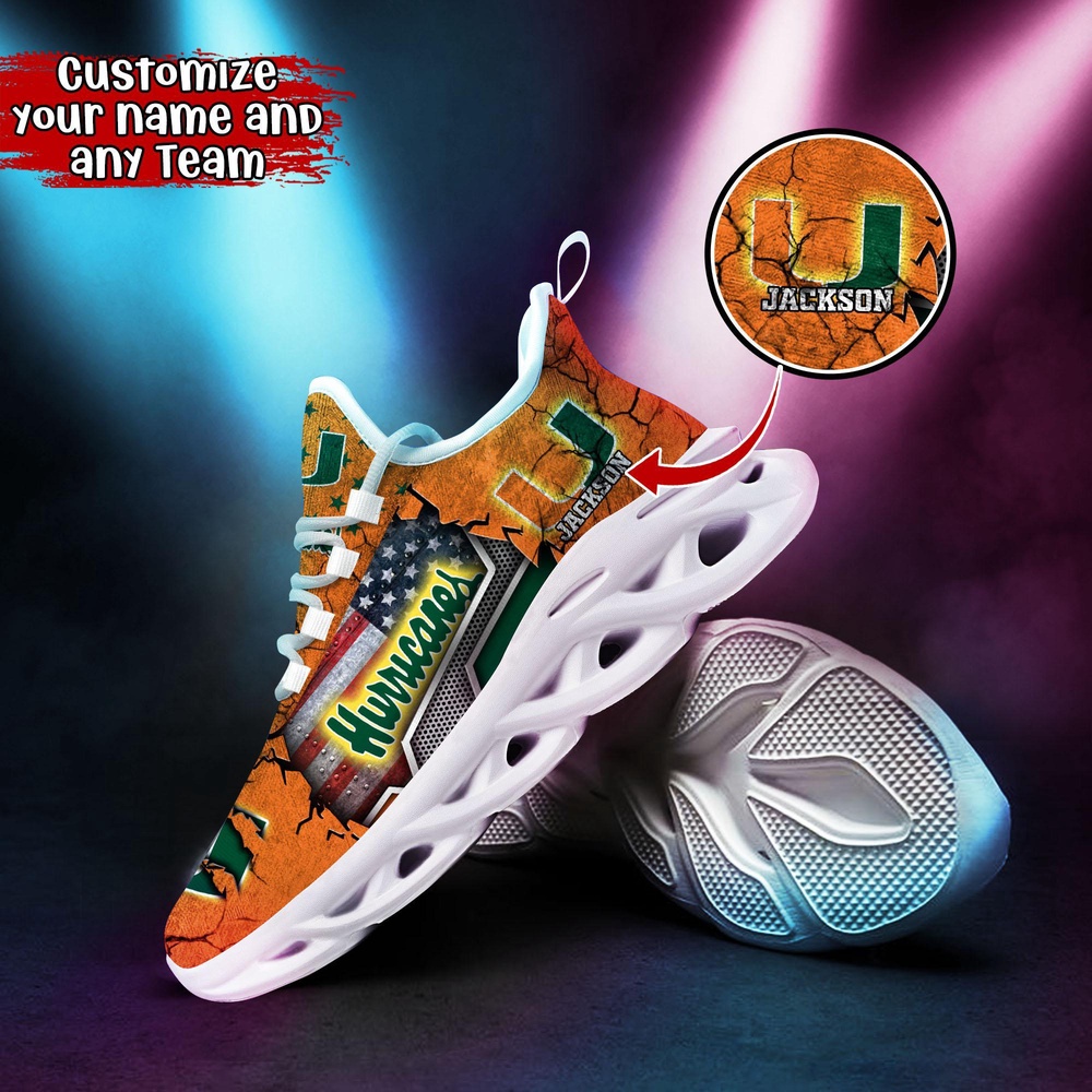 Customized NCAA Miami Hurricanes Sneaker Max Soul Shoes Stride In Style Customized NCAA Miami Hurricanes Sneaker Max Soul Shoes Stride In Style