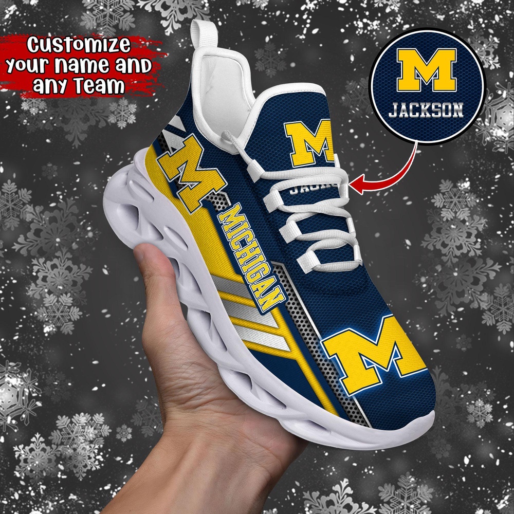 Customized NCAA Michigan Wolverines Sneaker Max Soul Shoes Stride Chic Blissful Parade