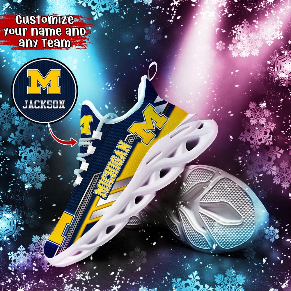 Customized NCAA Michigan Wolverines Sneaker Max Soul Shoes Stride Chic Blissful Parade
