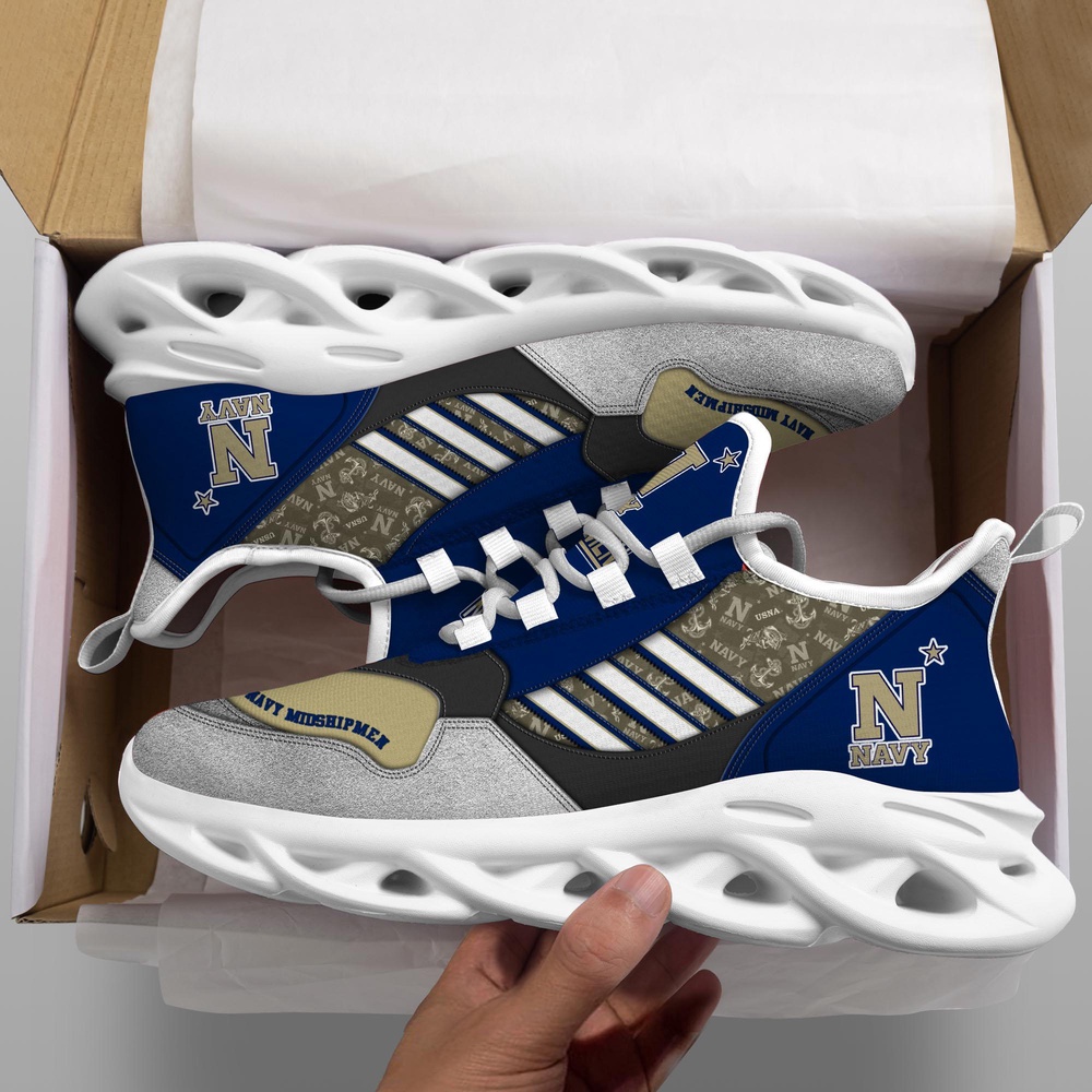 Customized NCAA Navy Midshipmen Sneaker Max Soul Shoes Kick Bliss Parade Customized NCAA Navy Midshipmen Sneaker Max Soul Shoes Kick Bliss Parade