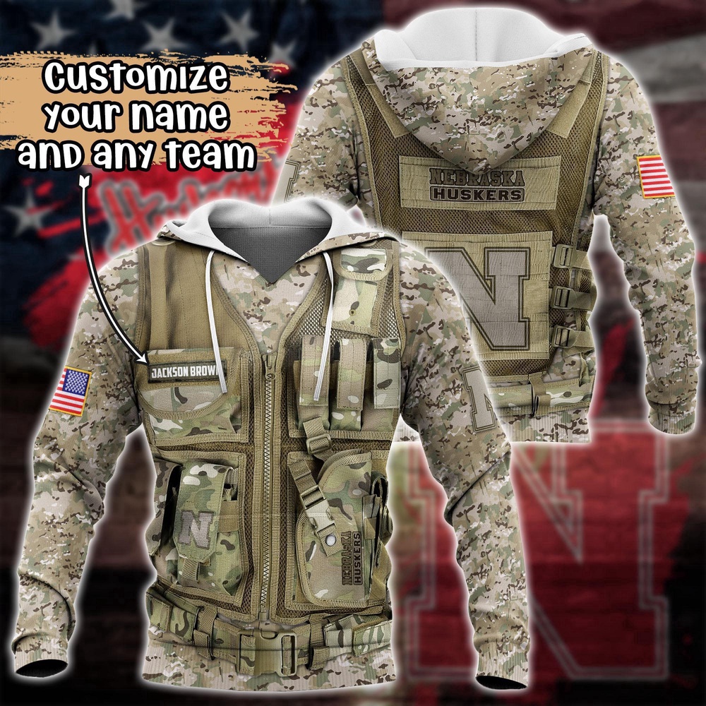 Customized NCAA Nebraska Cornhuskers Hoodie 3D Camo Hoodie Harmony For Fans