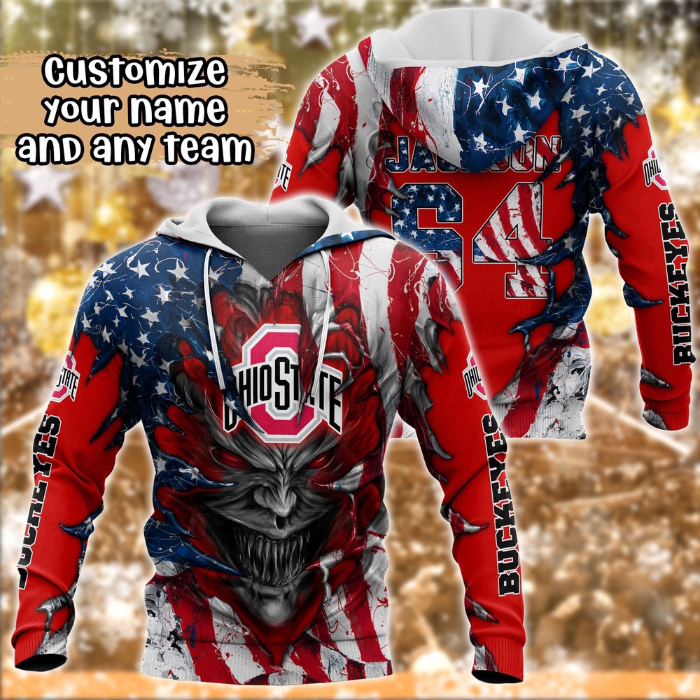Customized NCAA Ohio State Buckeyes Hoodie 3D Athletic Bliss For Fans
