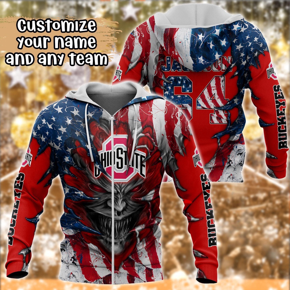 Customized NCAA Ohio State Buckeyes Hoodie 3D Athletic Bliss For Fans