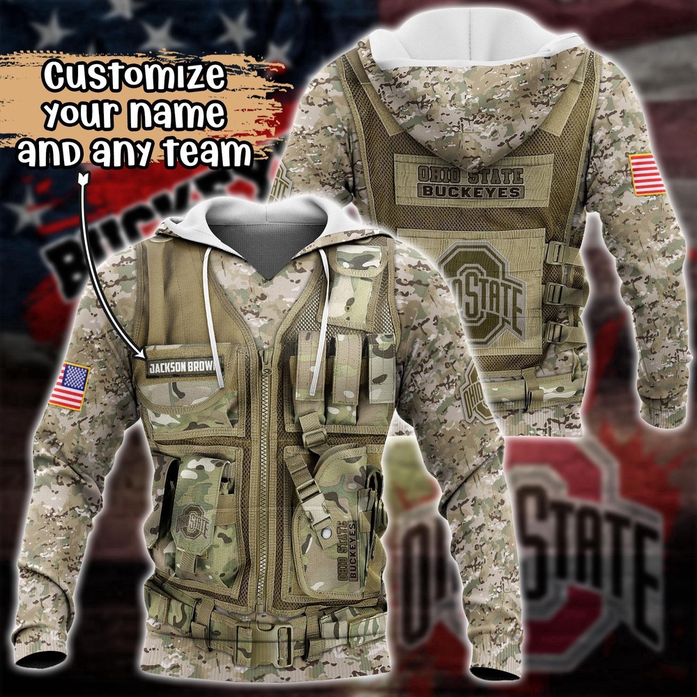 Customized NCAA Ohio State Buckeyes Hoodie 3D Camo Parade For Fans