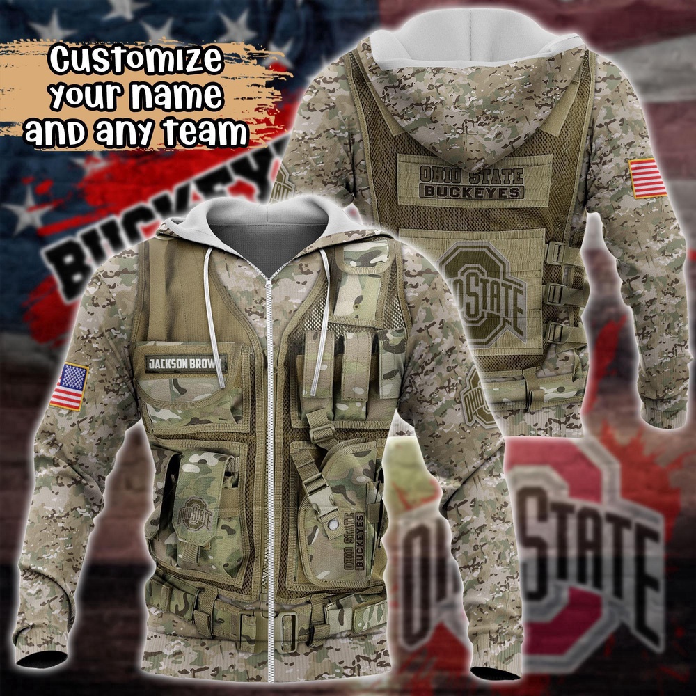 Customized NCAA Ohio State Buckeyes Hoodie 3D Camo Parade For Fans