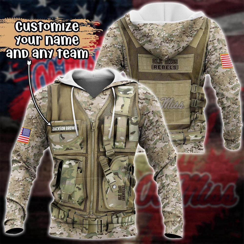 Customized NCAA Ole Miss Rebels Hoodie 3D Camo Hoodie Harmony For Fans