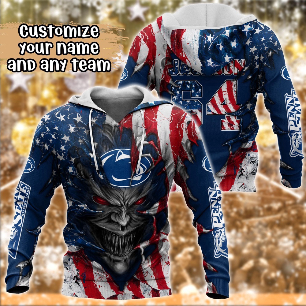Customized NCAA Penn State Nittany Lions Hoodie 3D Athletic Bliss For Fans