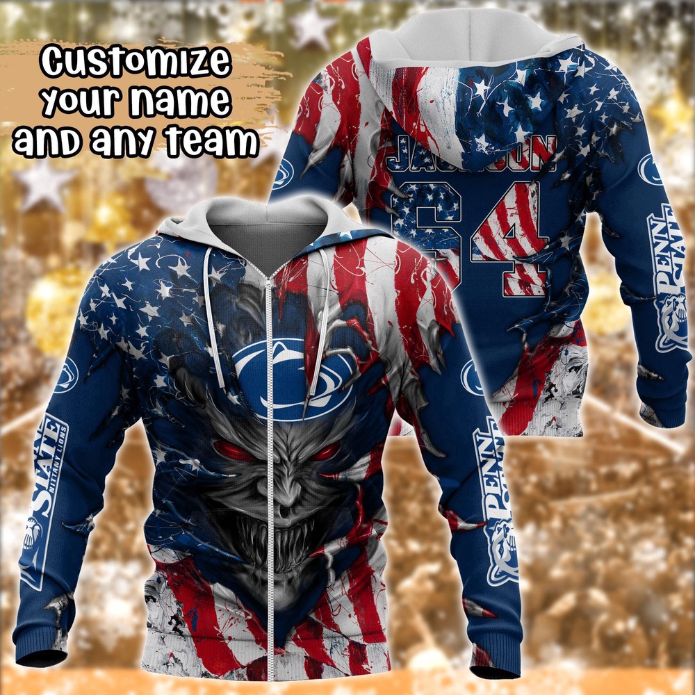 Customized NCAA Penn State Nittany Lions Hoodie 3D Athletic Bliss For Fans