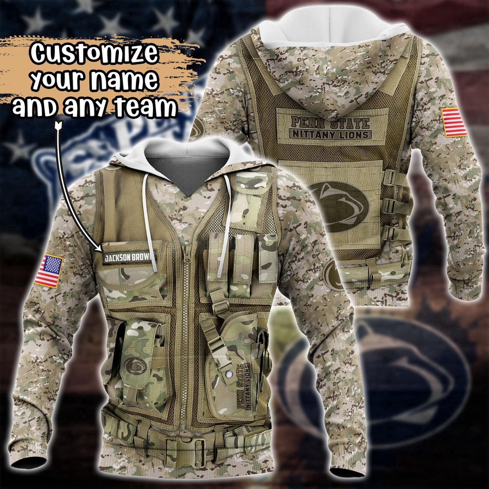 Customized NCAA Penn State Nittany Lions Hoodie 3D Camo Parade For Fans