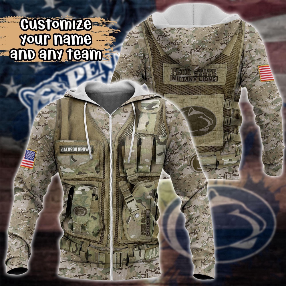 Customized NCAA Penn State Nittany Lions Hoodie 3D Camo Parade For Fans