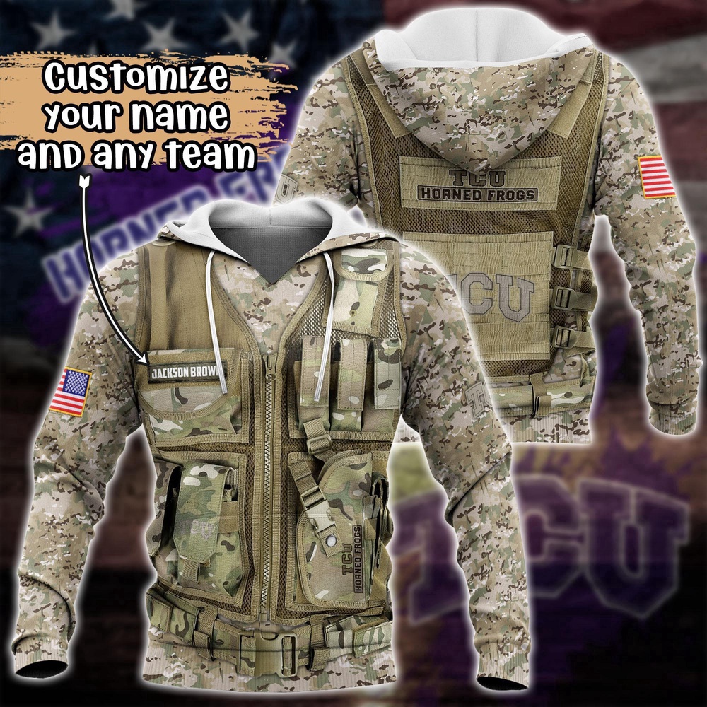 Customized NCAA TCU Horned Frogs Hoodie 3D Camo Parade For Fans Customized NCAA TCU Horned Frogs Hoodie 3D Camo Parade For Fans
