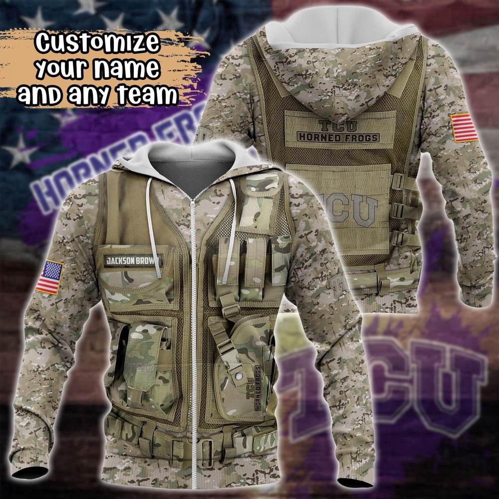 Customized NCAA TCU Horned Frogs Hoodie 3D Camo Parade For Fans Customized NCAA TCU Horned Frogs Hoodie 3D Camo Parade For Fans