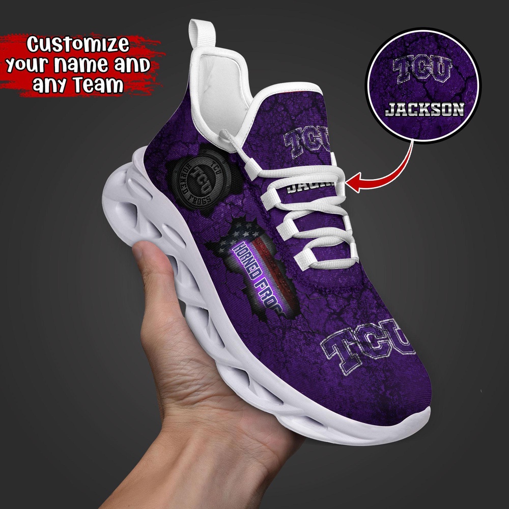 Customized NCAA TCU Horned Frogs Sneaker Max Soul Shoes Max Comfort Customized NCAA TCU Horned Frogs Sneaker Max Soul Shoes Max Comfort