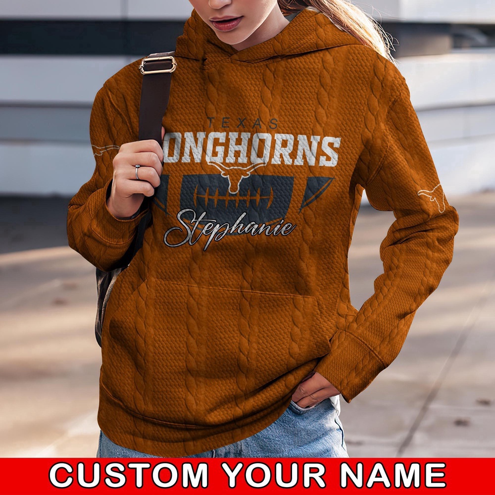 Customized NCAA Texas Longhorns Hoodie 3D Athletic Elegance For Fans