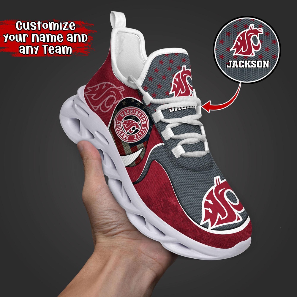 Customized NCAA Washington State Cougars Sneaker Max Soul Shoes Sole Bliss Customized NCAA Washington State Cougars Sneaker Max Soul Shoes Sole Bliss