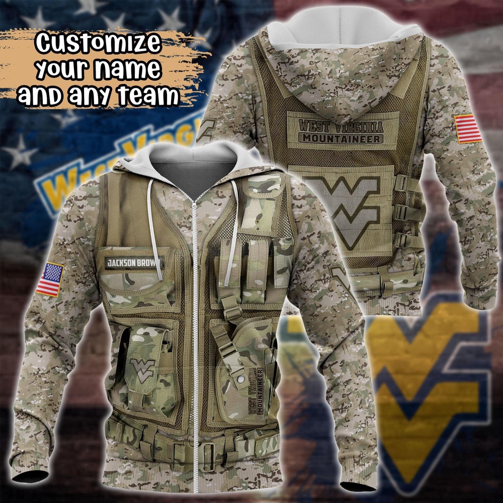 Customized NCAA West Virginia Mountaineers Hoodie 3D Camo Hoodie Harmony For Fans
