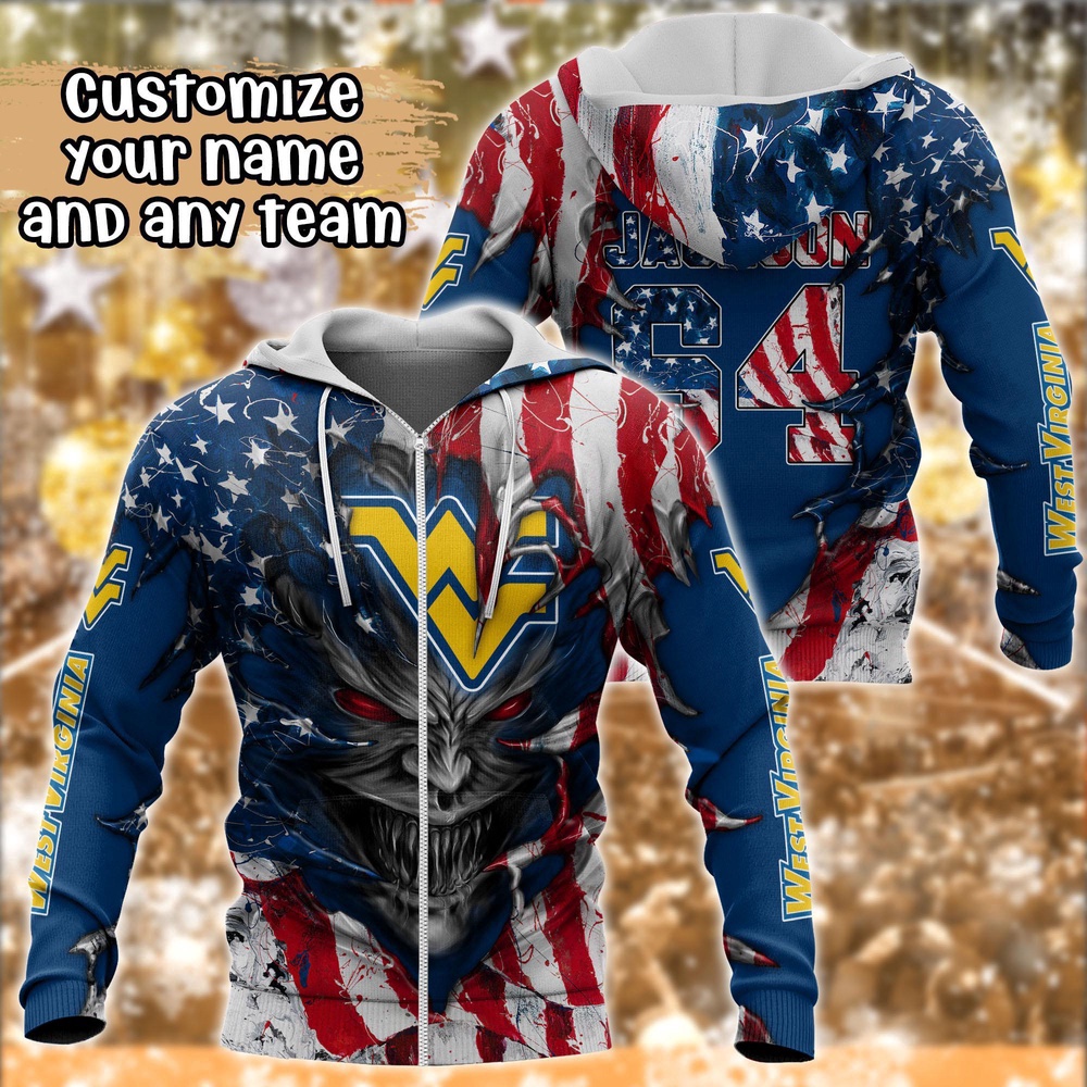 Customized NCAA West Virginia Mountaineers Hoodie 3D Signature Style For Fans