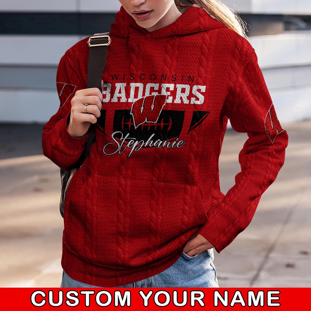 Customized NCAA Wisconsin Badgers Hoodie 3D Chic Campus Layers For Fans