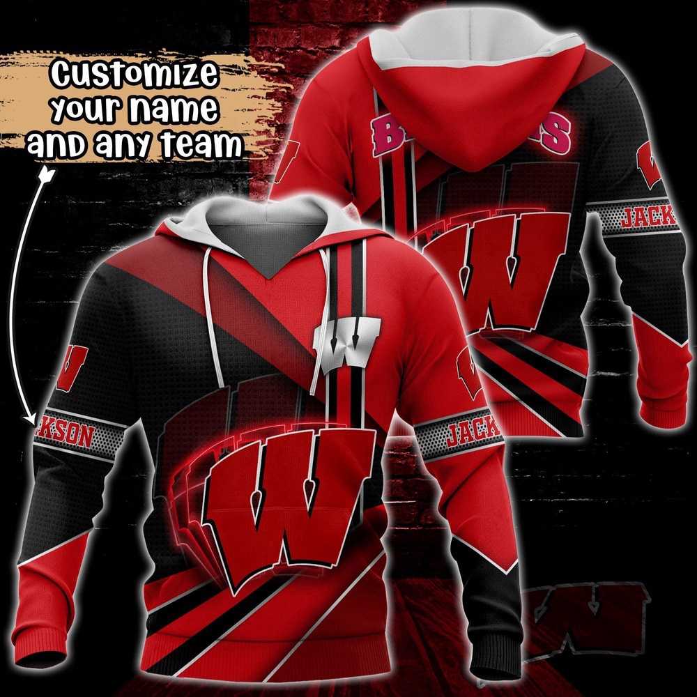 Customized NCAA Wisconsin Badgers Hoodie 3D Cozy Vibes For Fans