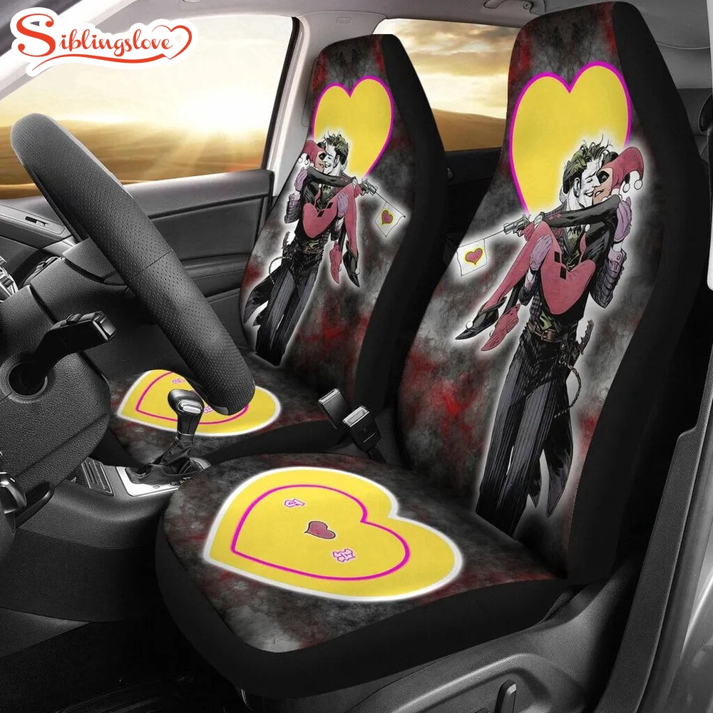 Joker And Harley Love In Battle Horror Movie Halloween Car Seat Covers Joker And Harley Love In Battle Horror Movie Halloween Car Seat Covers