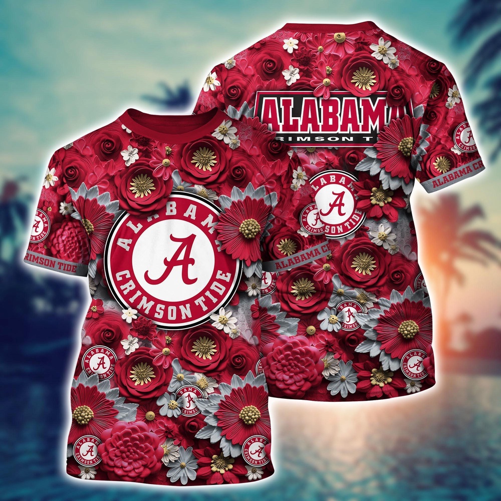 NCAA Alabama Crimson Tide 3D T-Shirt Athletic Aura Trends For Sports Fans NCAA Alabama Crimson Tide 3D T-Shirt Athletic Aura Trends For Sports Fans