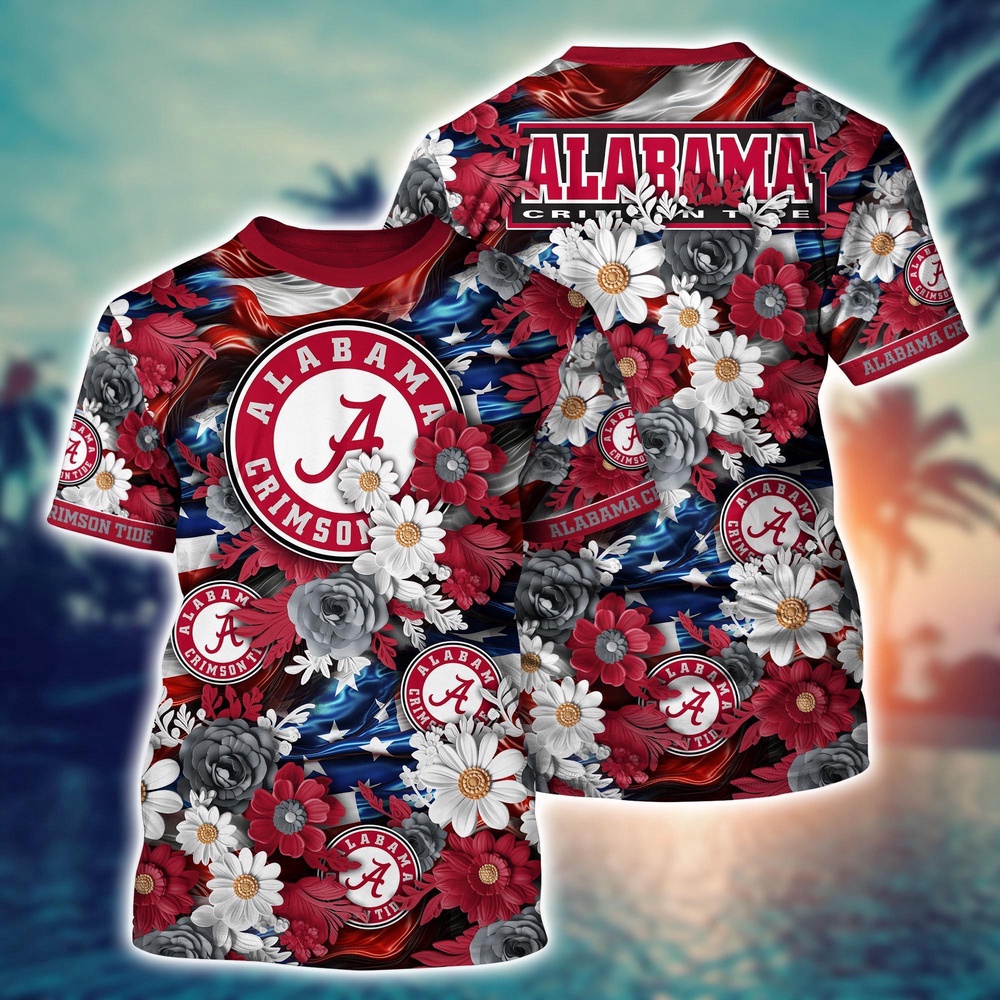 NCAA Alabama Crimson Tide 3D T-Shirt Sporty Elegance For Fans NCAA Alabama Crimson Tide 3D T-Shirt Sporty Elegance For Fans