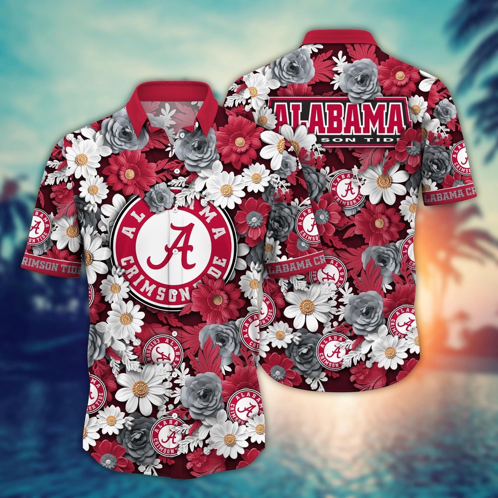 NCAA Alabama Crimson Tide Hawaiian Shirt Blossom Burst Bliss For Sports Fans NCAA Alabama Crimson Tide Hawaiian Shirt Blossom Burst Bliss For Sports Fans