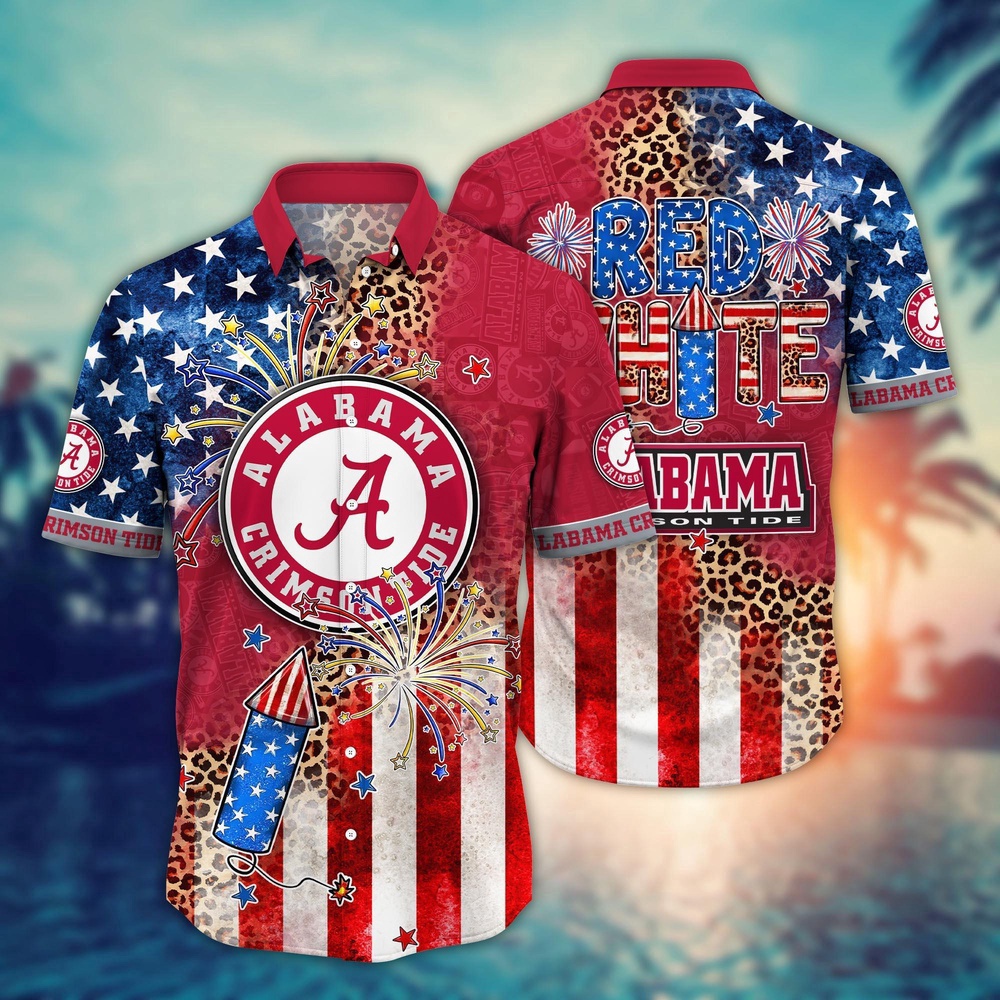 NCAA Alabama Crimson Tide Hawaiian Shirt Floral Fanfare Gift For Fans NCAA Alabama Crimson Tide Hawaiian Shirt Floral Fanfare Gift For Fans
