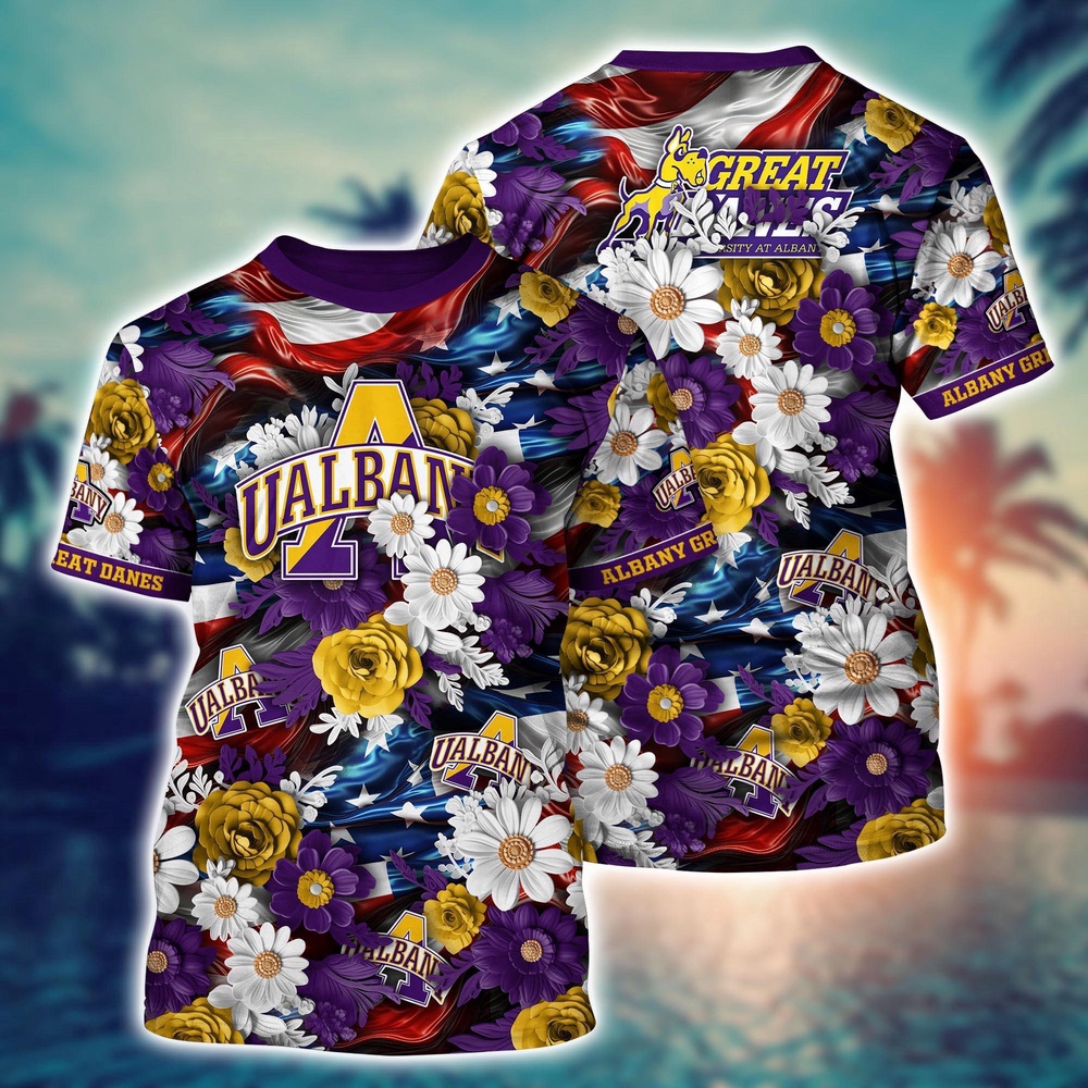 NCAA Albany Great Danes 3D T-Shirt Signature Bliss For Fans NCAA Albany Great Danes 3D T-Shirt Signature Bliss For Fans
