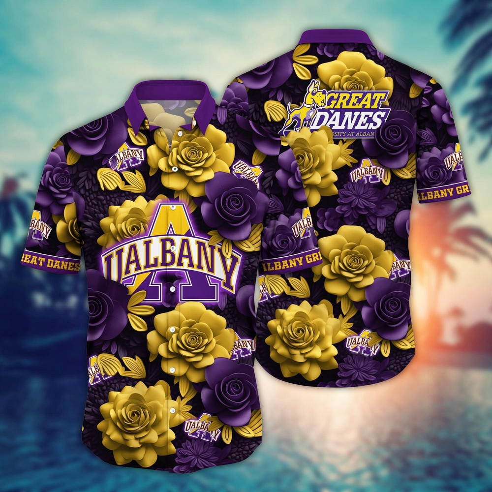 NCAA Albany Great Danes Hawaiian Shirt Campus Carnival For Sports Fans NCAA Albany Great Danes Hawaiian Shirt Campus Carnival For Sports Fans