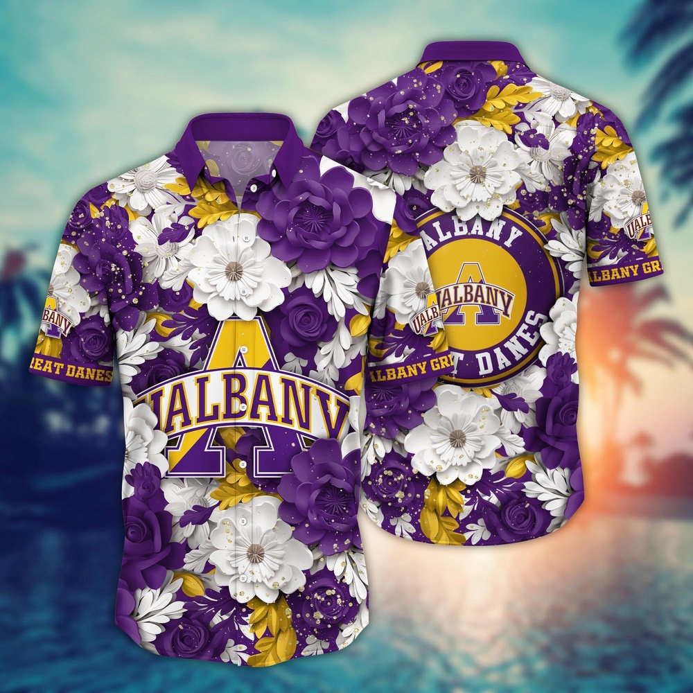 NCAA Albany Great Danes Hawaiian Shirt Floral Finesse Aloha Extravaganza For Fans NCAA Albany Great Danes Hawaiian Shirt Floral Finesse Aloha Extravaganza For Fans