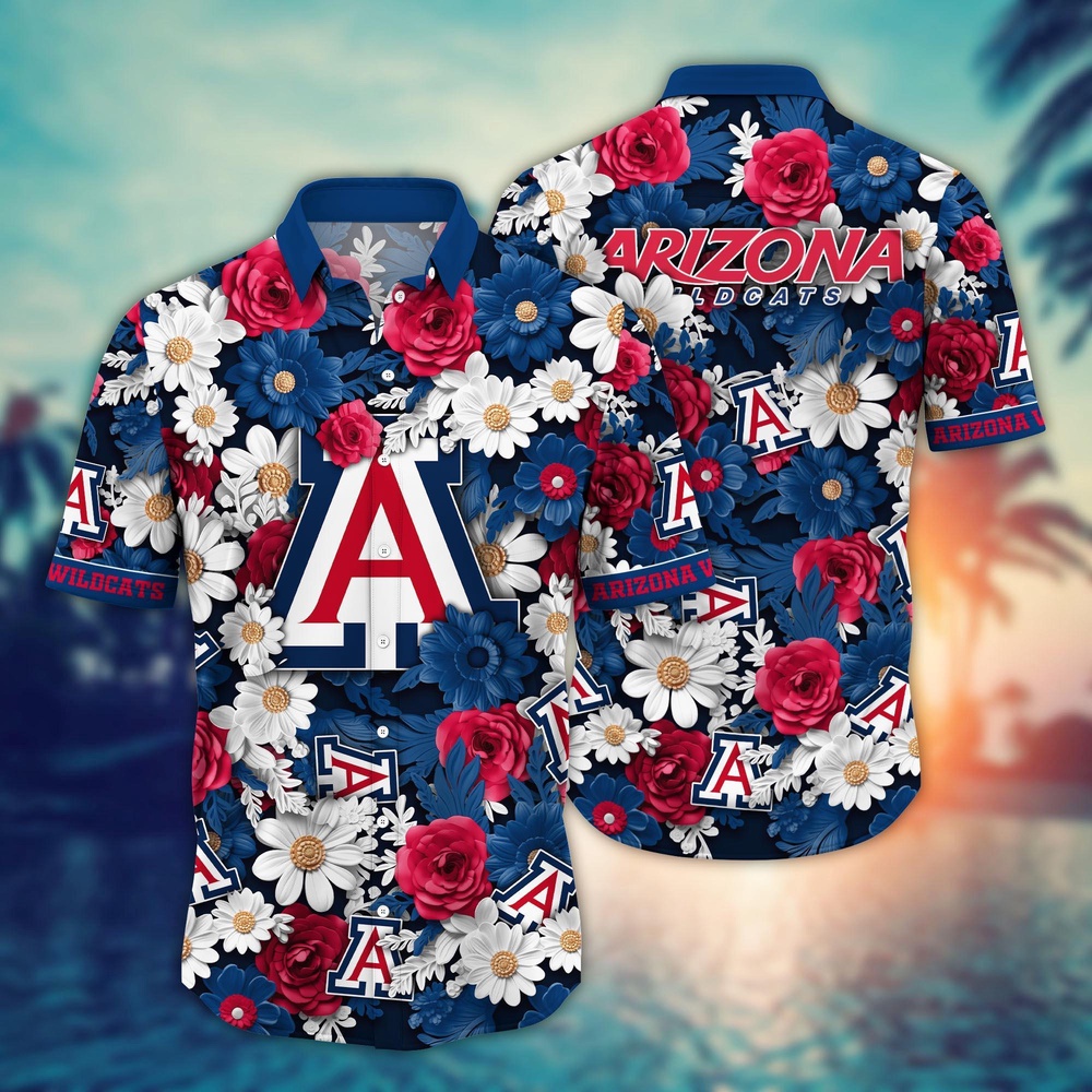 NCAA Arizona Wildcats Hawaiian Shirt Cheerful Bloom Beats For Sports Fans NCAA Arizona Wildcats Hawaiian Shirt Cheerful Bloom Beats For Sports Fans