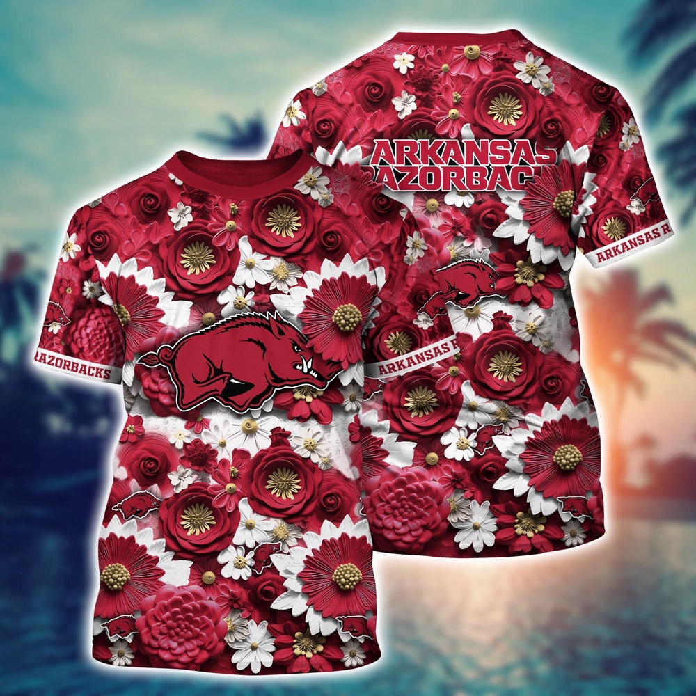 NCAA Arkansas Razorbacks 3D T-Shirt Elegance in Motion For Sports Fans NCAA Arkansas Razorbacks 3D T-Shirt Elegance in Motion For Sports Fans